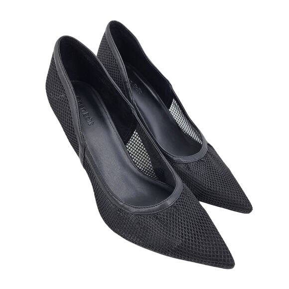 Open Edit Daria Black Mesh Pumps Pointed Toe Heels Shoes Size 9.5 - Picture 1 of 6